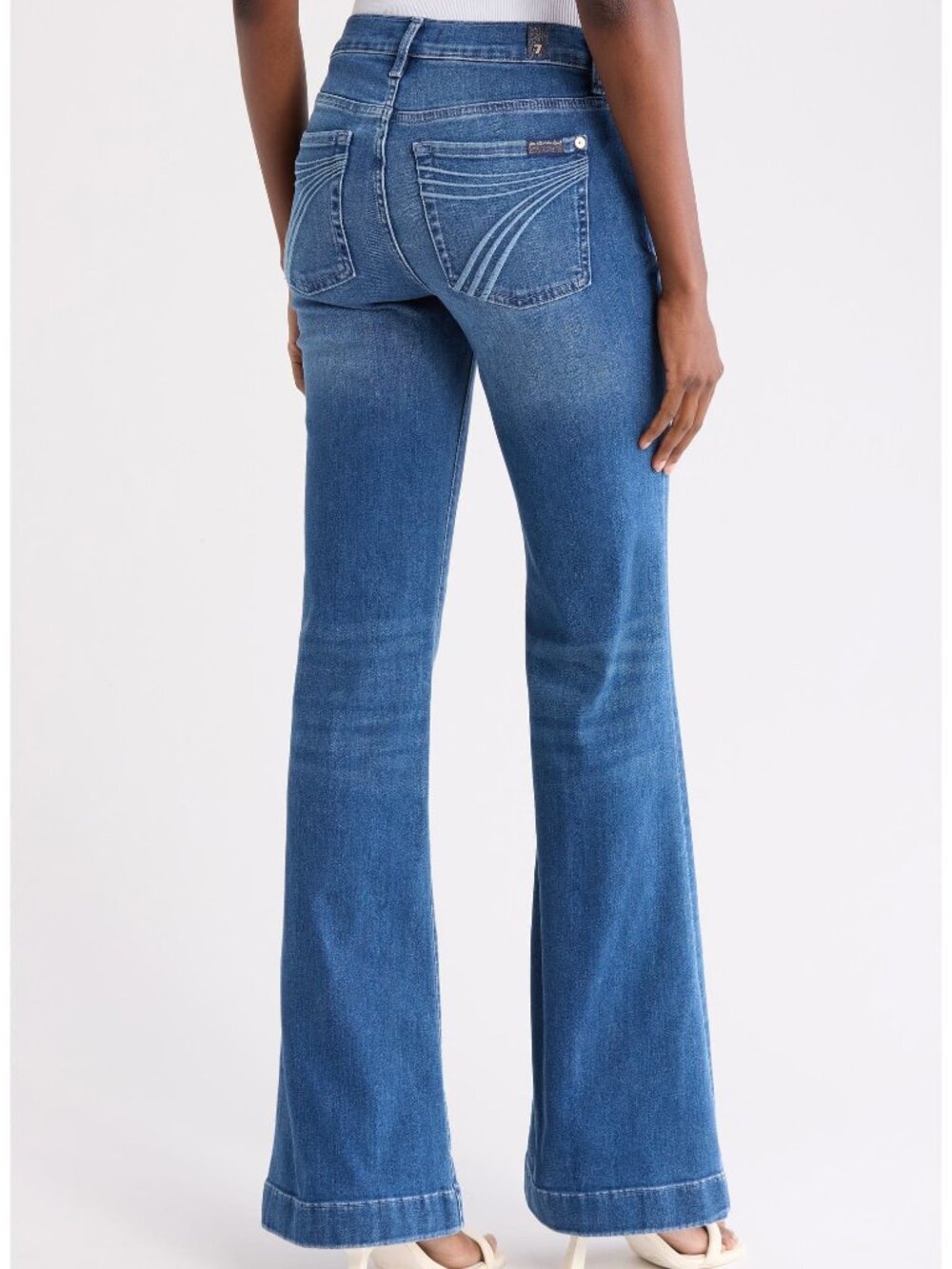 New 7 For All Mankind Slim Illusion Dojo Mid Rise Flare Leg Jeans Almost Love 30